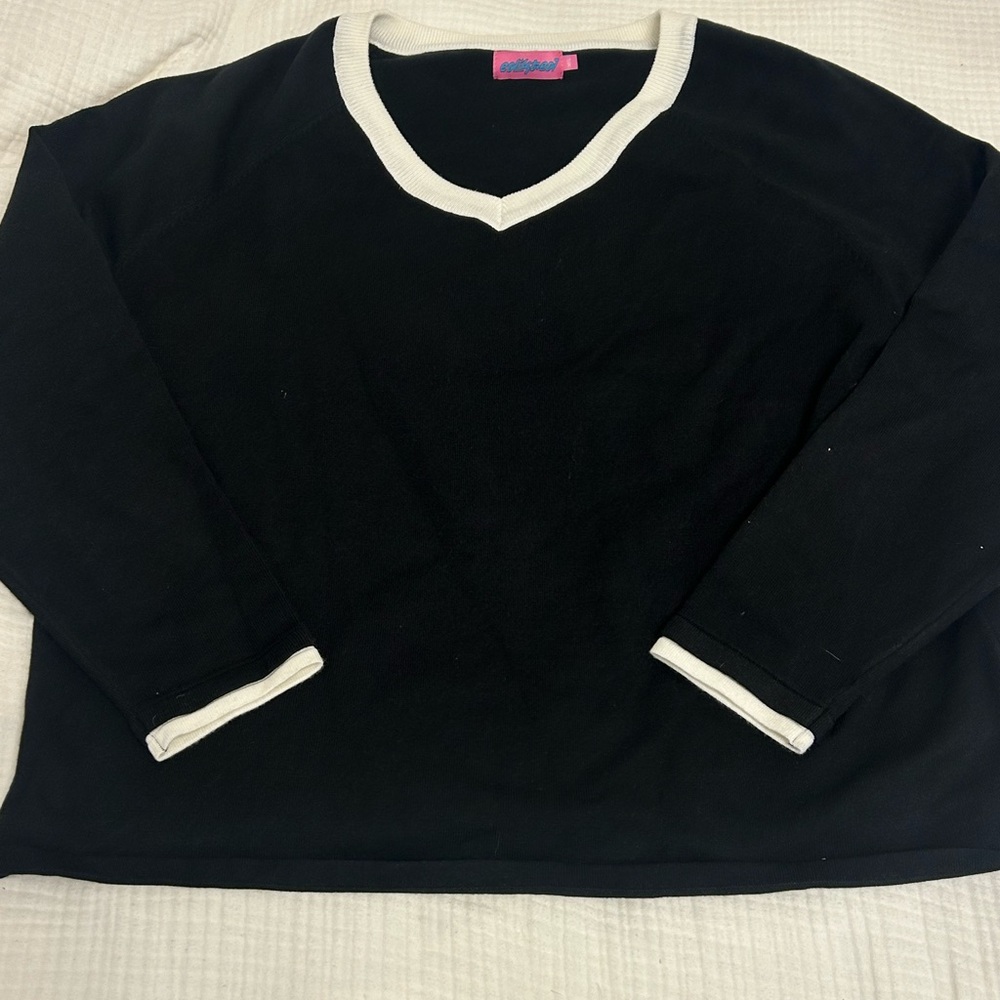 Edikted Black Sweater with Cream Trim